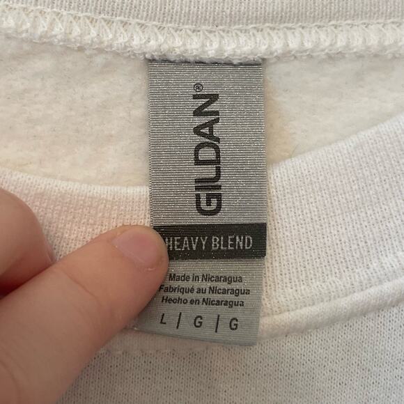 Gildan L pullover crewneck sweatshirt graphic mug shot Billy Idol singer white - Picture 4 of 7